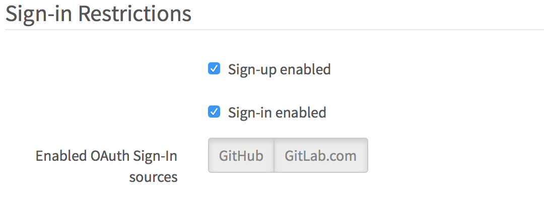 Enabled OAuth Sign-In sources